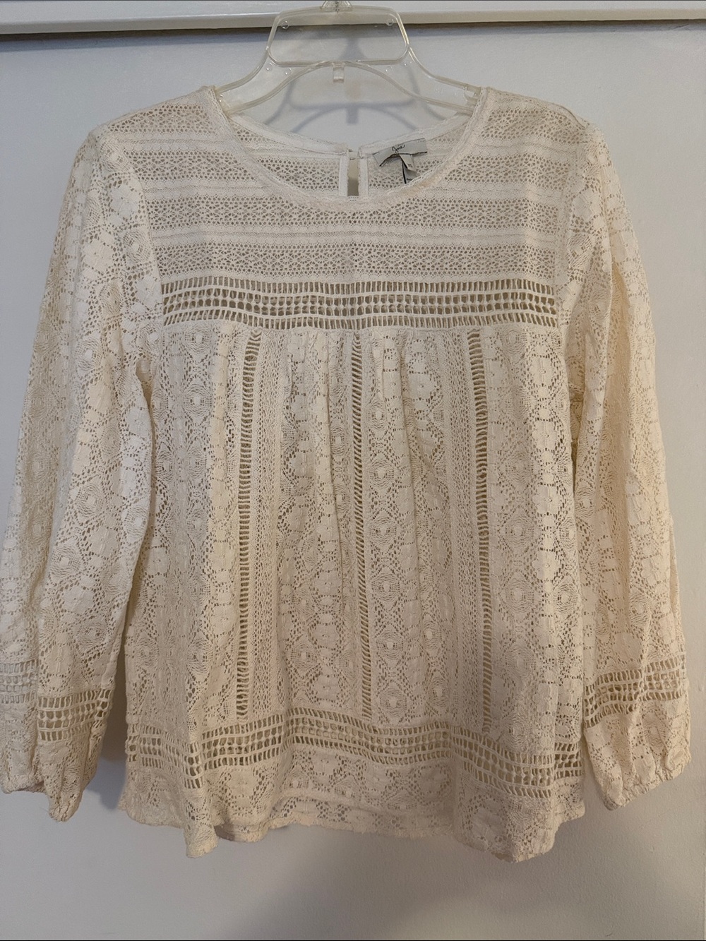 Joie Cream Lace Peasant Top